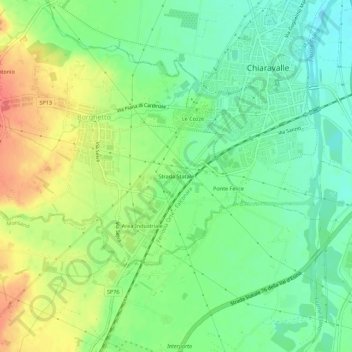 Carte topographique Strada Statale, altitude, relief