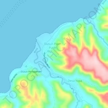 Carte topographique Ambalawi, altitude, relief