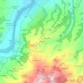 Carte topographique Bassano, altitude, relief