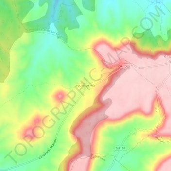 Carte topographique Padilla de Hita, altitude, relief