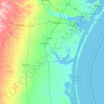 Carte topographique Kleberg, altitude, relief