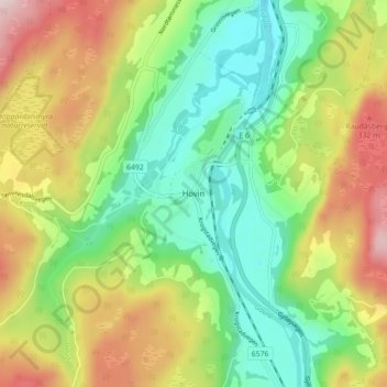 Carte topographique Hovin, altitude, relief