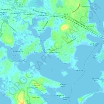 Carte topographique Point Independence, altitude, relief