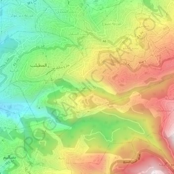 Carte topographique Qornet Shahwane, altitude, relief