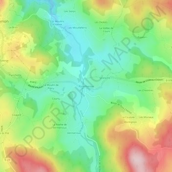Carte topographique Pontchareau, altitude, relief