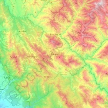 Carte topographique Solan, altitude, relief