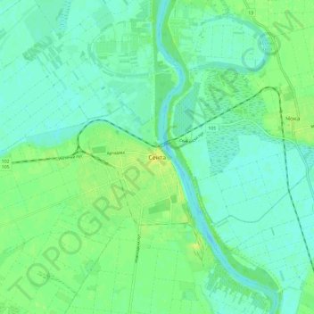 Carte topographique Senta, altitude, relief