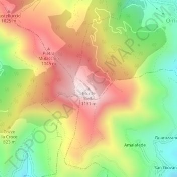 Carte topographique Sessa Cilento, altitude, relief