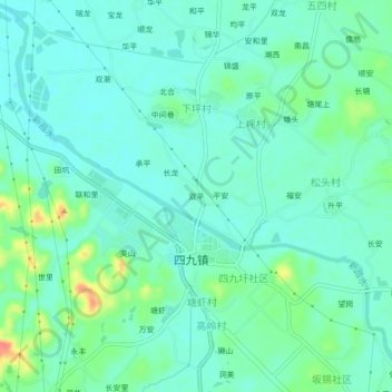 Carte topographique Shuangping, altitude, relief