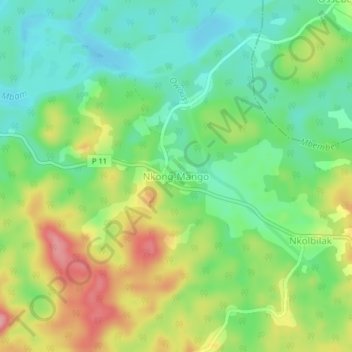 Carte topographique Nkong-Mango, altitude, relief