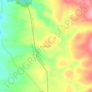 Carte topographique Kaptagat, altitude, relief
