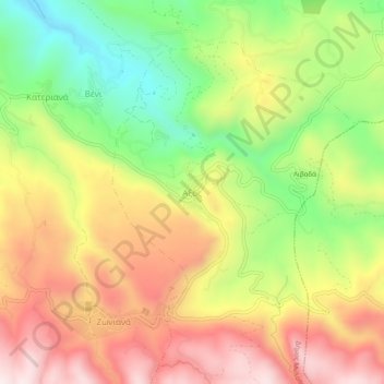 Carte topographique Αξός, altitude, relief