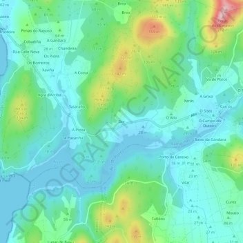 Carte topographique Dor, altitude, relief