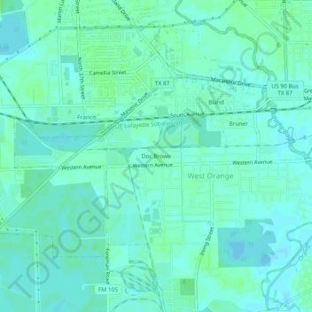 Carte topographique Doc Brown, altitude, relief