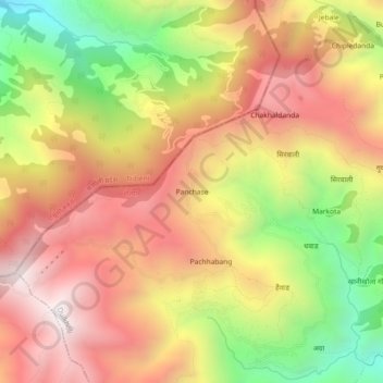 Carte topographique Panchase, altitude, relief