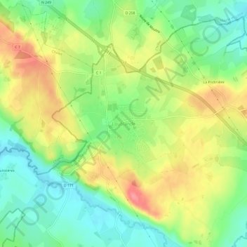 Carte topographique Loublande, altitude, relief