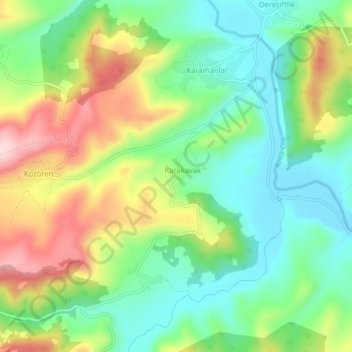 Carte topographique Karakavak, altitude, relief