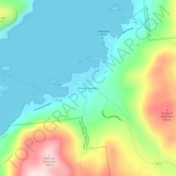 Carte topographique Huletts Landing, altitude, relief