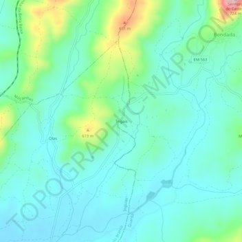 Carte topographique Trigais, altitude, relief