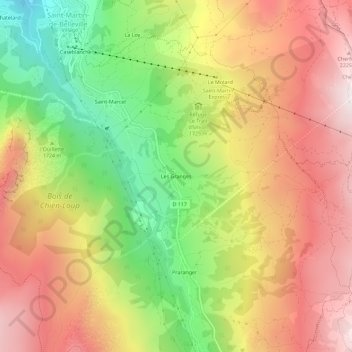 Carte topographique Les Granges, altitude, relief