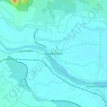 Carte topographique Srivaikuntam, altitude, relief
