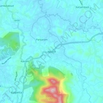 Carte topographique Muttil, altitude, relief