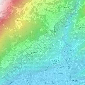 Carte topographique Premploz, altitude, relief