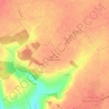 Carte topographique Haut de Saint-Aubin, altitude, relief