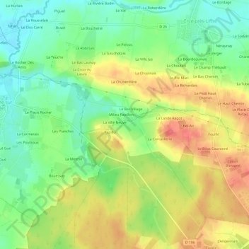 Carte topographique Bas Papillon, altitude, relief