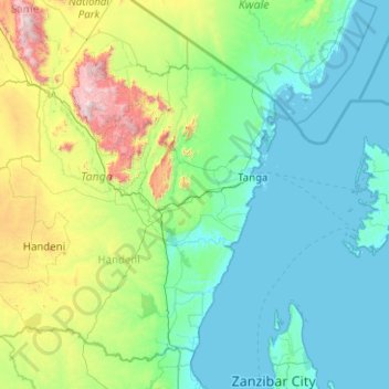 Carte topographique Tanganyika Ward, altitude, relief