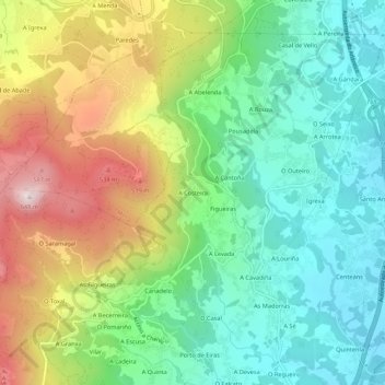 Carte topographique A Costeira, altitude, relief