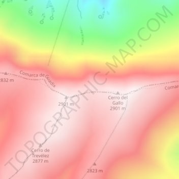 Carte topographique Puero de Jeres, altitude, relief