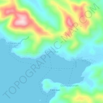 Carte topographique Candugue, altitude, relief