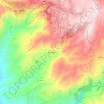 Carte topographique Akoursos, altitude, relief