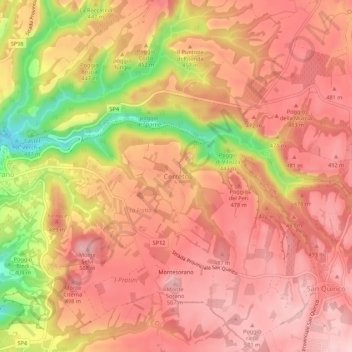 Carte topographique Cerreto, altitude, relief