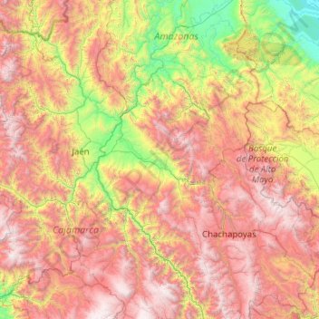 Carte topographique Provincia de Utcubamba, altitude, relief