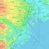 Carte topographique Shinagawa, altitude, relief