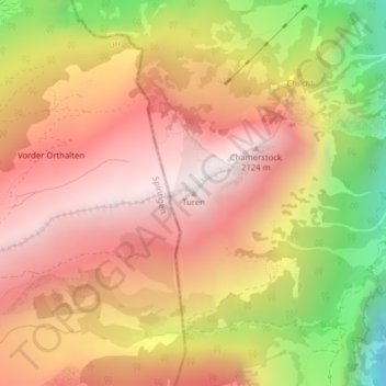 Carte topographique Turen, altitude, relief