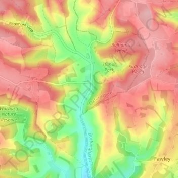 Carte topographique Stonor, altitude, relief