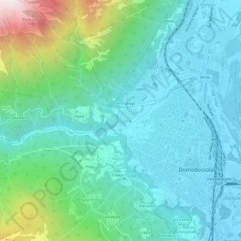 Carte topographique Mocogna, altitude, relief