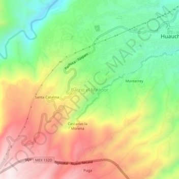 Carte topographique Barrio el Mirador, altitude, relief