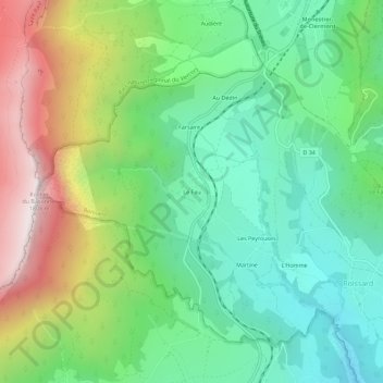 Carte topographique Le Fau, altitude, relief