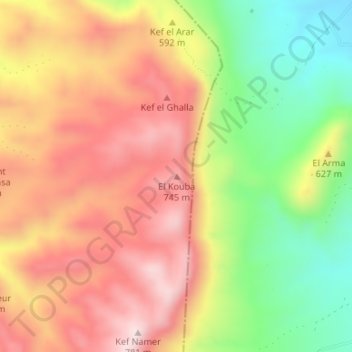 Carte topographique El Kouba, altitude, relief