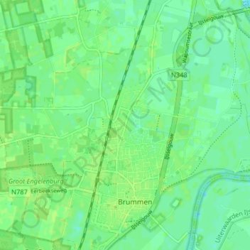 Carte topographique Rhienderen, altitude, relief