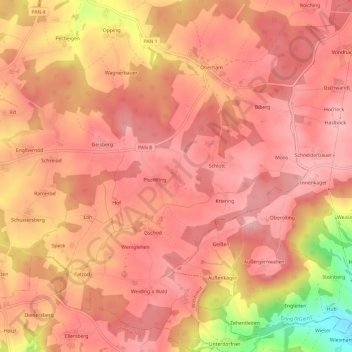 Carte topographique Walking, altitude, relief