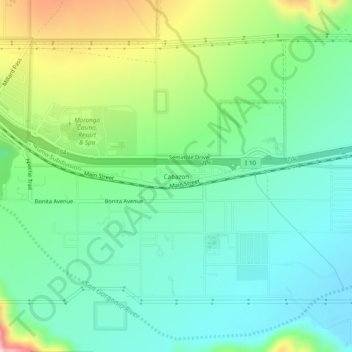 Carte topographique Cabazon, altitude, relief