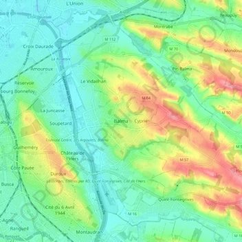 Carte topographique Balma, altitude, relief