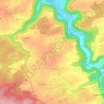 Carte topographique Bittelbronn, altitude, relief