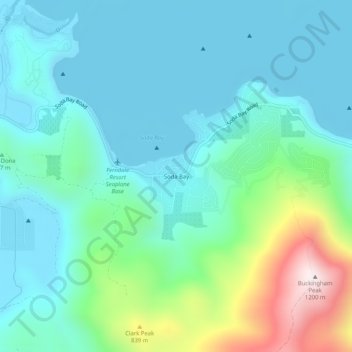 Carte topographique Soda Bay, altitude, relief