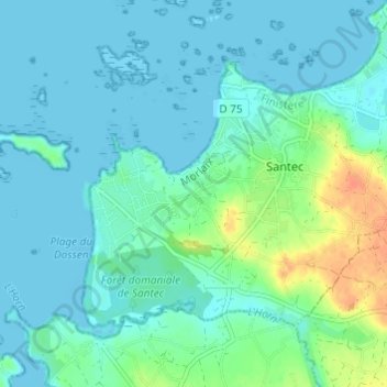 Carte topographique Méchou Rouz, altitude, relief
